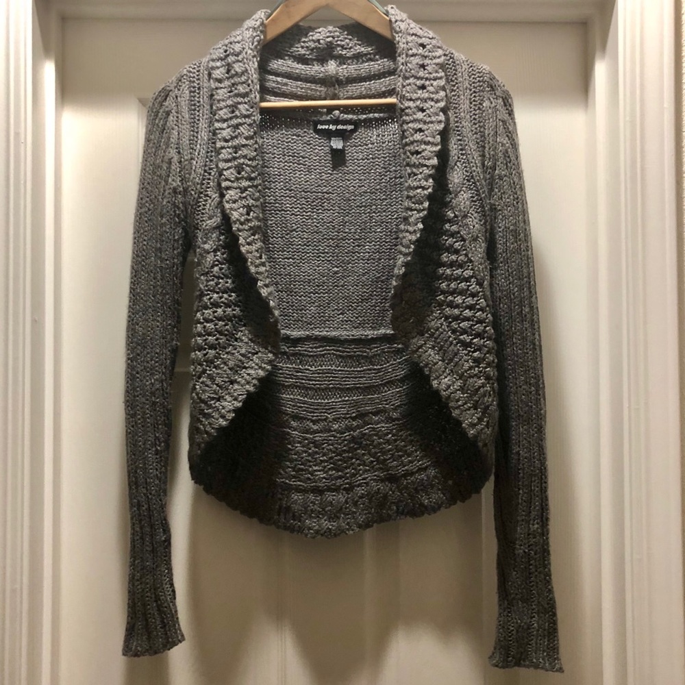 Short Gray Sweater Cardigan